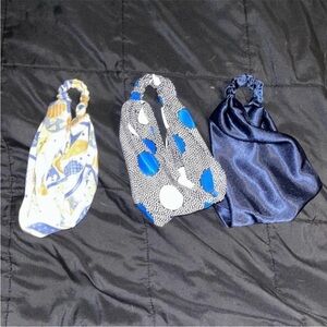 Set of Three Stylish Bandanas in Blue and White